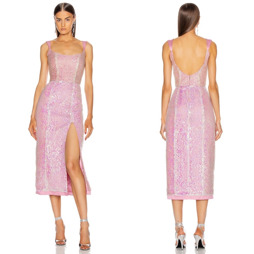 Markarian Ginevra Sequin pink midi Dress size 0 NEW! New with tags!